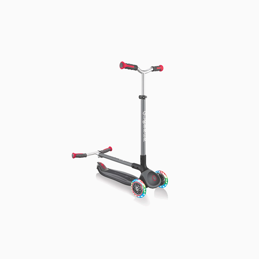 Globber Master Lights Foldable Scooter (Black/Red) in qatar